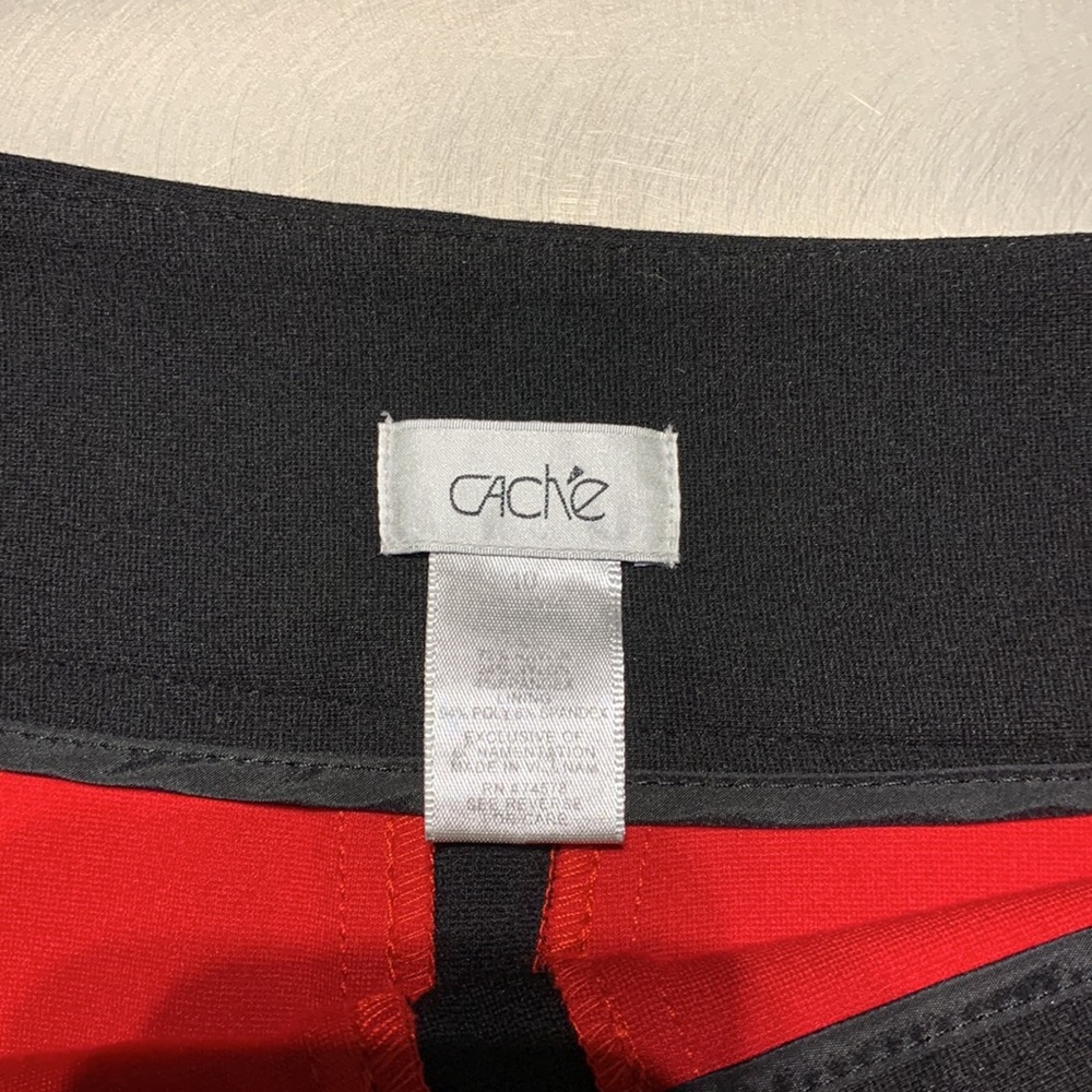 Cache Red & Black Colorblock Ponte Skirt Size 10 - image 7